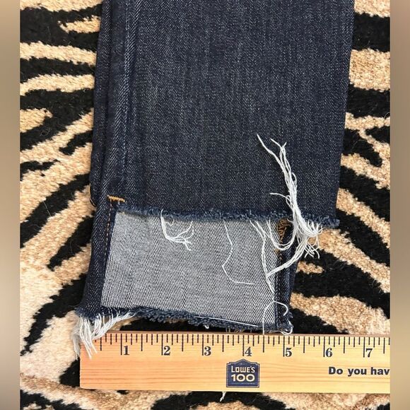 FRAME Denim 9 Le High Straight Reverse Step Hem Jeans 26 Raw Edge Ankle Crop - Picture 12 of 14